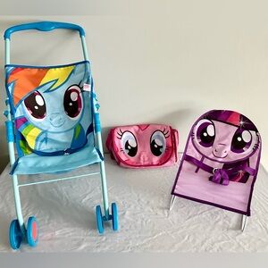 My Little Pony Toy Lot – Doll Stroller, Bouncer Seat & Carry Bag